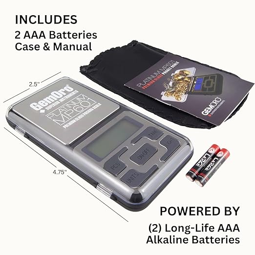 GemOro Platinum MP601 Jewelry Scale | Durable Precise Jewelers Premium Class Pocket Kitchen Scale | Digital Precision Tool | Expert Professional Reading & Accuracy 600g x 0.1g