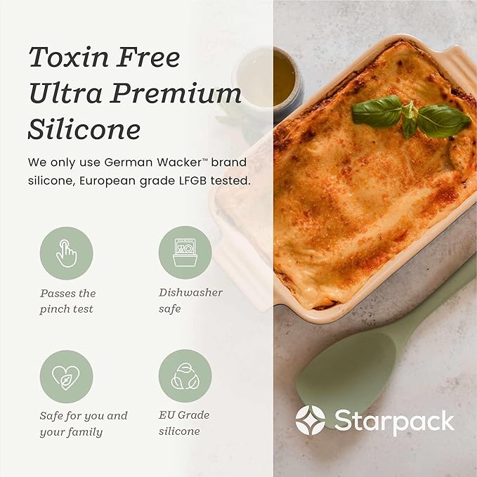 Starpack 'The All Rounder' Premium Silicone Spoonula Spatula - Silicone Spatula Spoons Heat Resistant to 600°F - Best LFGB Spoonulas - Rubber Spoon Spatulas - Kitchen Spoon Spatulas for Cooking