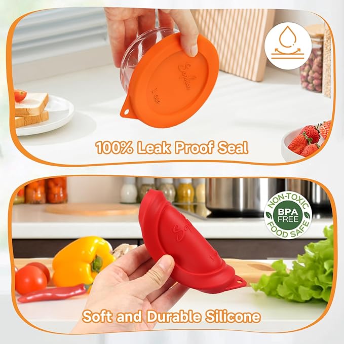 Sophico 1 Cup Round Silicone Storage Cover Lids Replacement for Anchor Hocking and Pyrex 7202-PC Glass Bowls (Container not Included) (Orange - 2 pack)