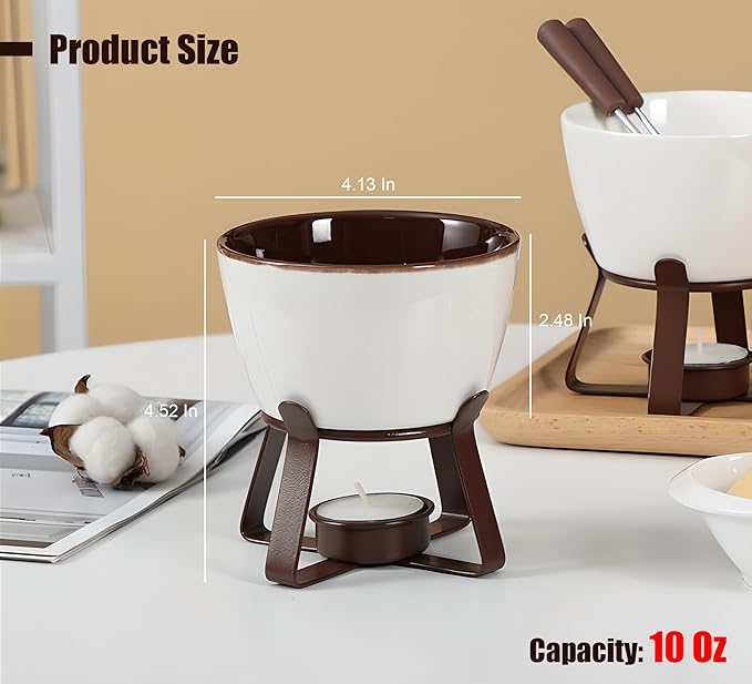 Chocolate Melting Pot Set, Fondue Cup for Person or Family, Tealight Cheese Chocolate Butter Warmer Set, Melting Cup Set with 2 Forks