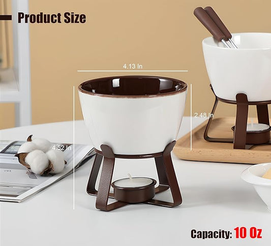 Chocolate Melting Pot Set, Fondue Cup for Person or Family, Tealight Cheese Chocolate Butter Warmer Set, Melting Cup Set with 2 Forks