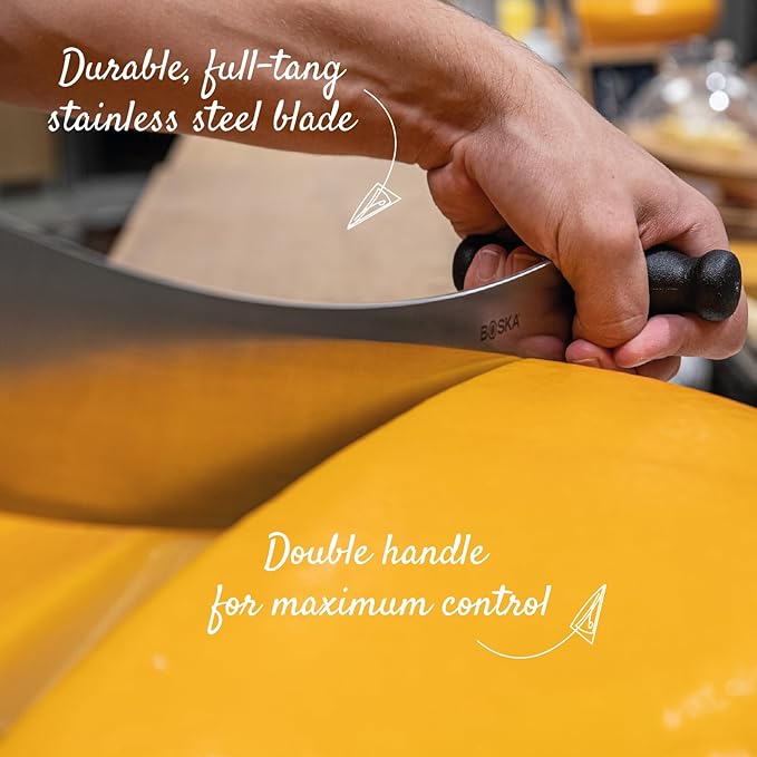Boska Professional Cheese Knife Large - Cheese cutter for cheese wheels - 380 mm - Double handled - Easy to clean