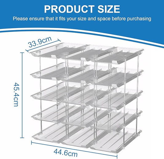 cjc Can Organizer for Pantry - 3 Sets 5 Tiers Pantry Organizer, Automatic Scrolling Can Holders for Effortless Pantry Storage-Holds 60 Cans/Clear