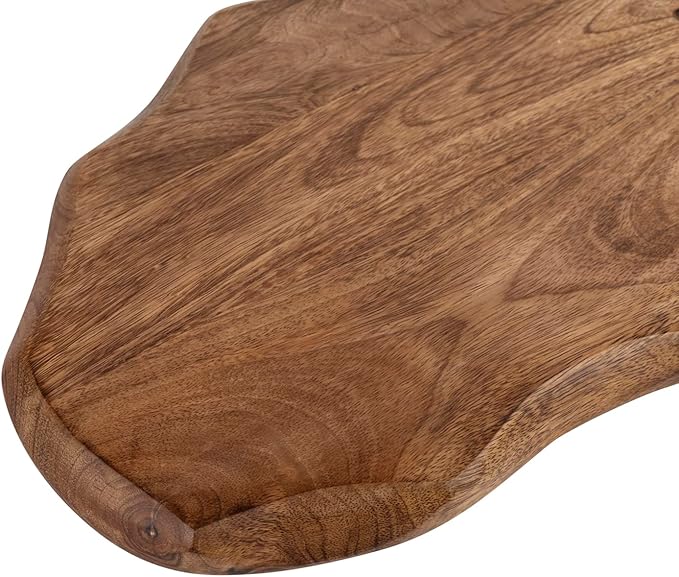 GoCraft Wooden Cutting Board with Handle | Mango Wood Leaf Shape | Chopping, Prep, Serve Board | Charcuterie Platter - 17" x 10.5"