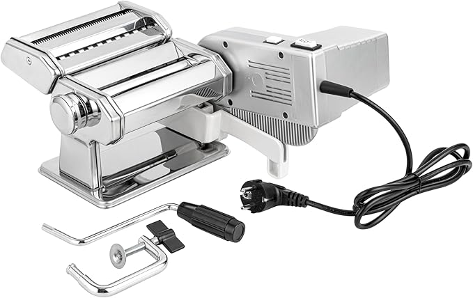 Met Lux Pasta Machine And Motor, 1 Electric Pasta Maker With Cutter Attachments - 9 Adjustable Thickness Settings, Automatic, Stainless Steel Machine, For Fettuccine, Spaghetti