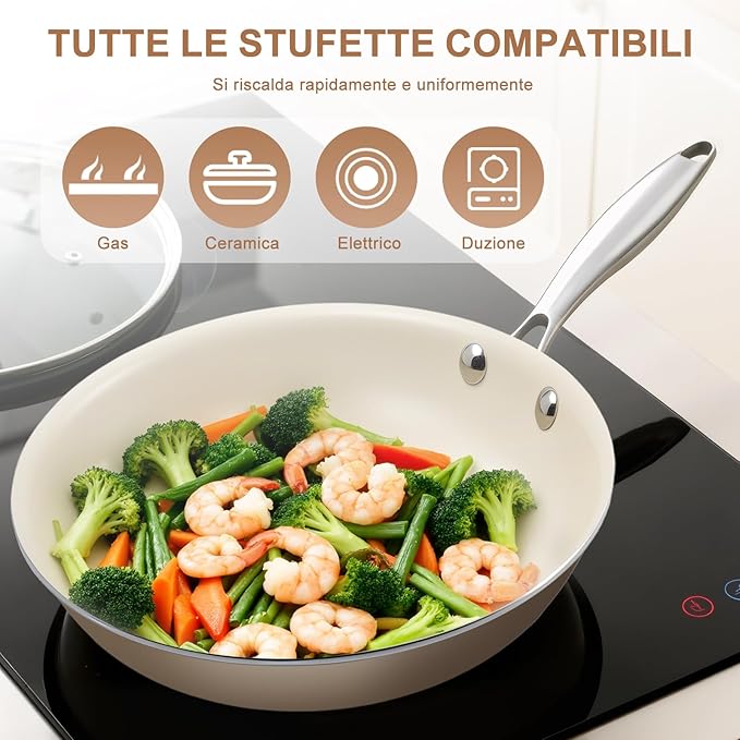 10.25 Inch Ceramic Nonstick Frying Pan Skillet - PFAS-Free, Non-Toxic, Oven Safe & Induction Ready, Aluminum Cookware with Stainless Steel Handle