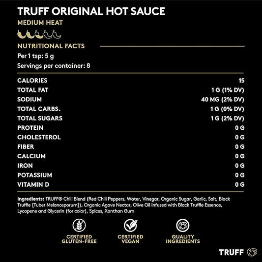 TRUFF Hot Sauce 4-Pack Mini Set, Portable Travel Bottles of Gourmet Hot Sauce, Black Truffle and Chili Peppers, Gift Idea for the Hot Sauce Fans, An Ultra Unique Flavor Experience (1.5 oz, 4 count)