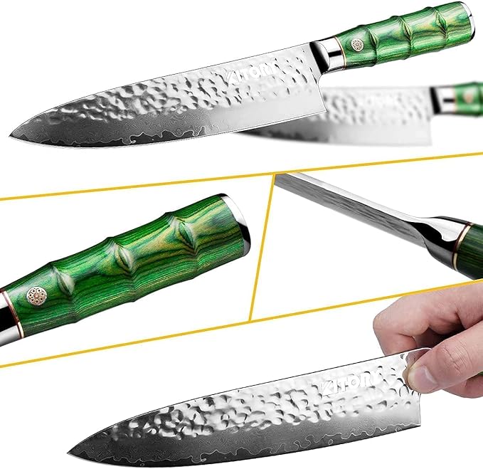 Kitory Damascus Chef Knife 8 Inch - 10Cr15CoMoV Super Steel 73 Layers Blade, Professional Chef Knife For Kitchen Cooking, 2024 Gifts For Women and Men