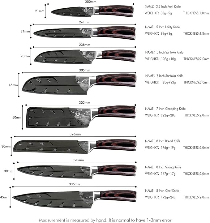 FULLHI Knife Set, 14pcs Japanese Knives Set, Premium German Stainless Steel chef Knife Set