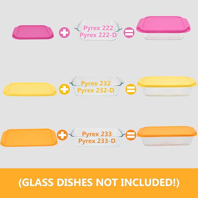 Silicone Lids for Pyrex 233丨233-D Glass Baking Dish, 1 Pack Silicone Lid for Pyrex Glass Baking Dish, Dishwasher & Freezer & Microwave Safe (Baking Dish Not included)