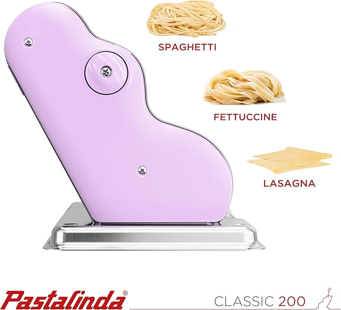 PASTALINDAClassic 200 Pasta Maker Machine, 20 cm Wide Rollers, 9 Thickness Positions, 2 Cutting Positions, Stainless Steel. Includes Reinforced Hand Crank And Two Clamps