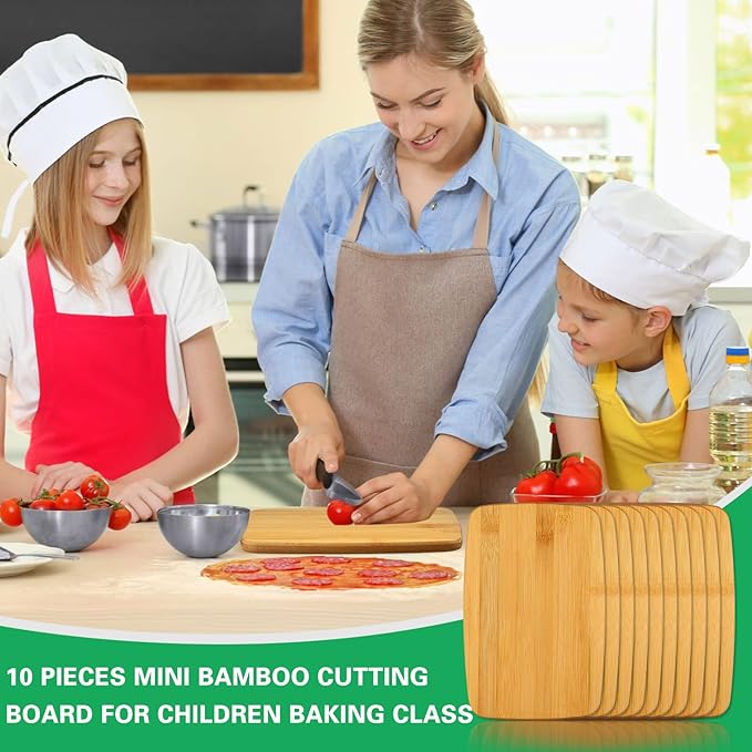 Yinkin 10 Pcs Wood Cutting Board Bamboo Wooden Chopping Board Charcuterie Serving Tray Bulk Laser Engraving Blanks for Pizza Bread Cheese Fruit Kitchen DIY Personalized Housewarming Gifts, 6 x 9 Inch