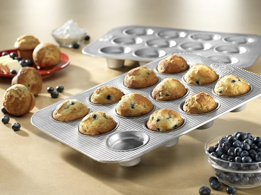 USA Pan Bakeware Nonstick Crown Muffin Pan, 12 Cup
