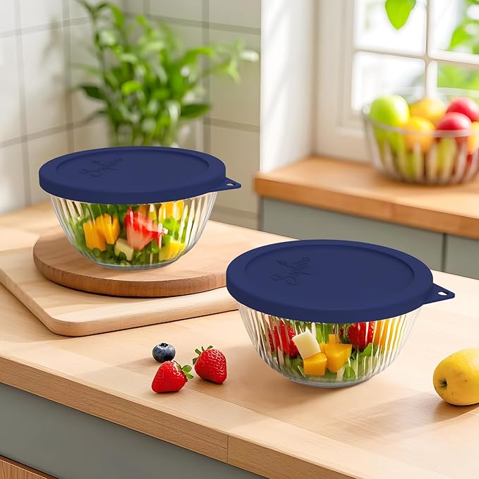 Silicone Replacement Lids for Pyrex Sculpted Glass Mixing Bowls(Lids For 7402-s 1.3Qt)