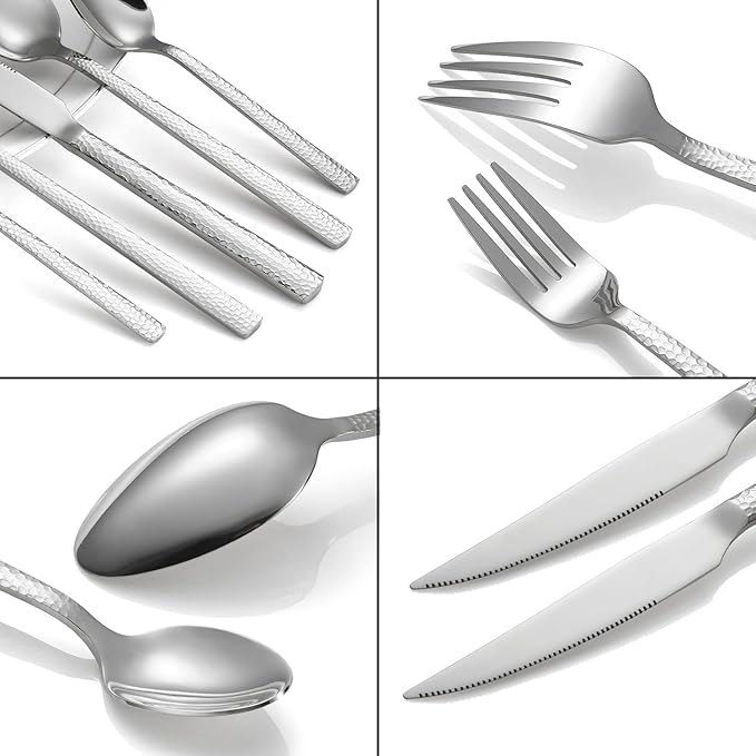 Silverware Set Stainless Steel Flatware Cutlery Set for 4 Kitchen Utensil Sets Includes Forks Spoons Knives for Home Restaurant Hotel