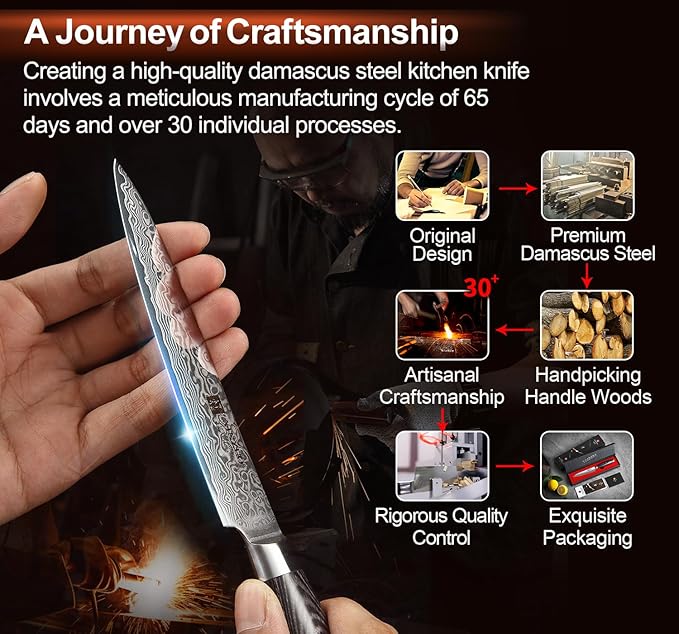 XINZUO Paring kitchen Knife, 5 Inch Super Sharp Damascus Steel Petty Knife, Fruit Knife, Pakkawood Handle, Gift Box