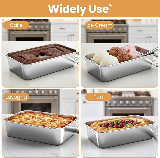 8 Pcs Loaf Pans Set, 9 x 6 Inch Stainless Steel Bread Baking Pan, Loaf Toast Baking Pans, Sandwich Bread Pan for Homemade Breads Meatloaf Cake, Oven & Dishwasher Safe