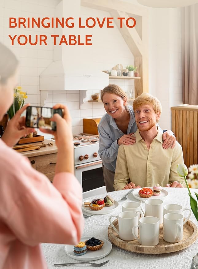 Sweese White Coffee Mug, Porcelain 11 Oz Coffee Mugs Set of 6, Ceramic Coffee Cups with Handle for Coffee, Tea, Cocoa, Cappuccino, Latte and Mulled Drinks