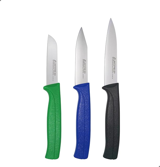 Paring Knife Set, MATTSTONE HILL Kitchen Knife Set - Fruit & Vegetable Knives, Premium Stainless Steel Vegetable Knife, Black, Blue, Green