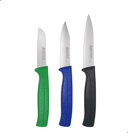Paring Knife Set, MATTSTONE HILL Kitchen Knife Set - Fruit & Vegetable Knives, Premium Stainless Steel Vegetable Knife, Black, Blue, Green