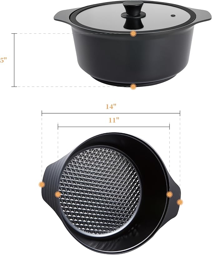 5.6Quart Nonstick Cooking Pot with Lid, Soup Pot with Nonstick Ceramic Coating,“Design of The Heat Exchange Space at The Bottom of The Pan” Suitable for 500°F Dishwashers & Ovens, PFOA Free