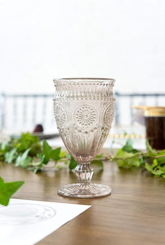 Weddingstar Vintage Inspired Pressed Glass Goblet, Smokey Grey