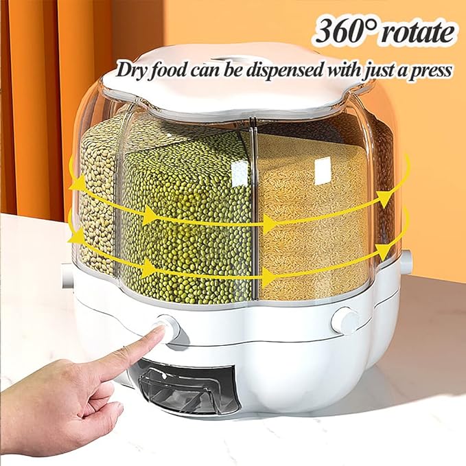 XIYAO 40lb Grain Storage Container, 360 Rotating Food Dispenser with Lid, Moisture Resistant Household, Airtight Storage for Black Rice, Yellow Rice and Small Beans