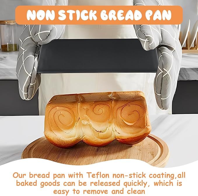 QTLCOHD 6 Pack 10 x 5 Bread Loaf Pan for Baking Homemade Bread, Non Stick Carbon Steel Loaf Pans