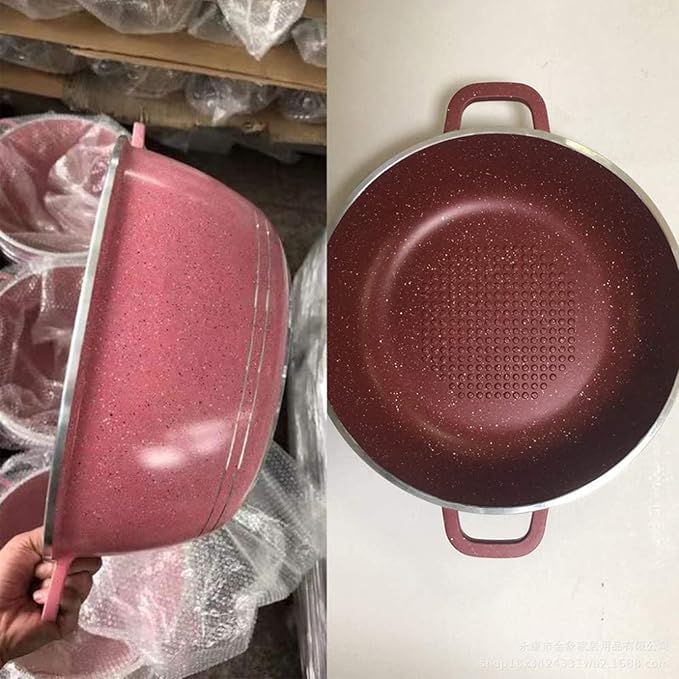 10-Piece Nonstick Granite Cookware Set, Marble Coated Aluminum Pots & Pans with Glass Lids, Includes Frying Pan, Saucepans, Stock Pot - Maroon Kitchen Essentials