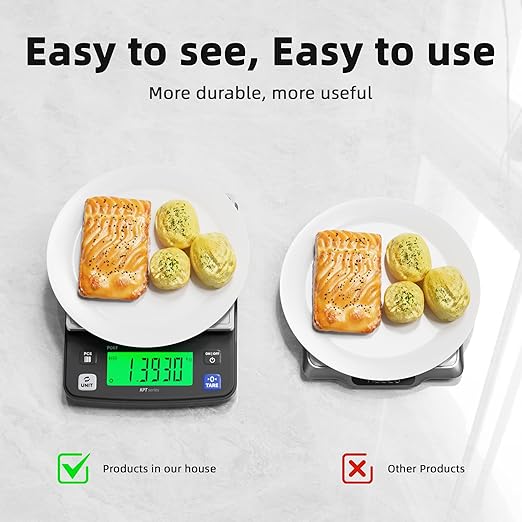 Polit Digital Kitchen Scale KPT 13lb/6kg|0.5g/0.02oz Precision Food Scale with LCD Display|Stainless Steel Top|Battery or Plug-in|Grams & Ounces Baking Scale for Cooking, Counting, and Measuring