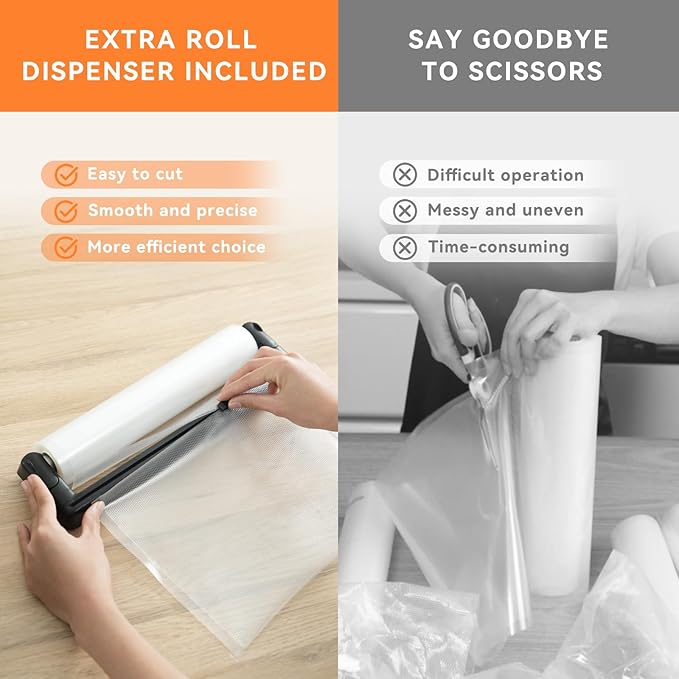 Rolls with Dispenser - 6 Pack 3 Rolls 11"x20' & 3 Rolls 8"x20', Vacuum Sealer Bags, Leakproof Heavy Duty Food Storage for Sous Vide, Meal Prep, Freezer, Compatible with Food Saver, Wevac Core