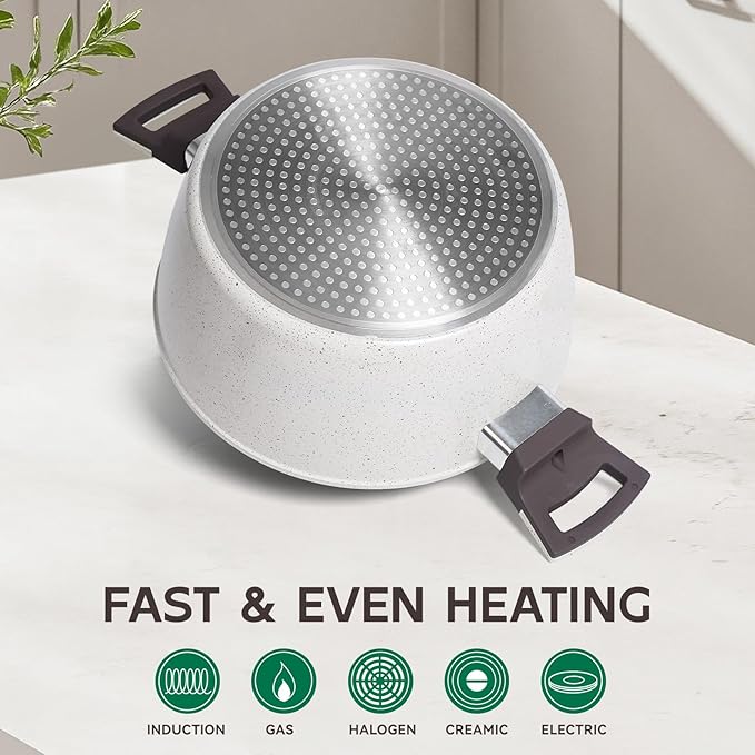 Nonstick Stock Pot with Lid, 4.2 QT Non-toxic Healthy Soup Pot with Stay-Cool Handles, Large Cooking Pot Casserole, PFOA PFAS PTFE Free for Pasta