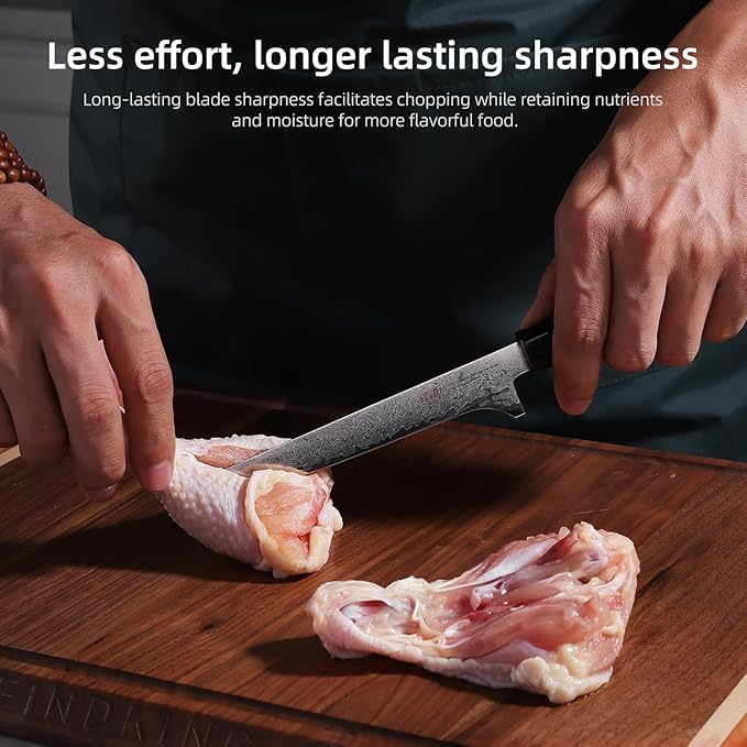 FINDKING Boning Knife 5.5 Inch, Sharp Trimming & Fillet Knife for Meat, Brisket & Fish, Japanese Style (BLACK-ROSE Series)