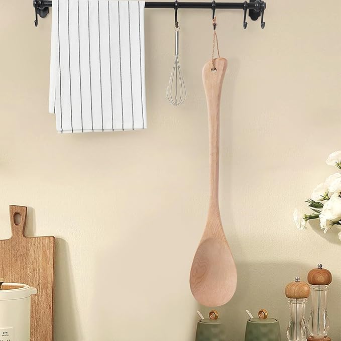 Wooden Spoons for Cooking, Large Wooden Spoons Wooden Mixing Spoon Heat Resistant Wooden Cooking Utensils for Nonstick Cookware
