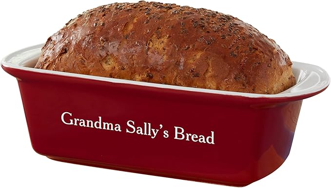 Personalization Universe Classic Personalized Ceramic Loaf Pan, Stoneware Bakeware, Dishwasher Safe, Oven Safe, Ideal for Homemade Breads, Meatloaf, 1.5 Quarts, Baking Dish