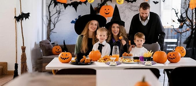 Nervure 350PCS Purple Plastic Plates - Purple Plastic Dinnerware Sets for 50 Guests - 100 Disposable Plates, 150 Gold Silverware, 50 Cups, 50 Napkins for Wedding & Party