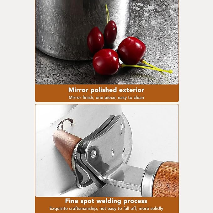 Stainless Steel Butter Warmer Pot, 12oz/17oz Dual Pour Spout Milk Pan with Induction Bottom & Quick Heating Design for Melting Chocolate, Cheese, Caramel Sauce and Coffee in Kitchen