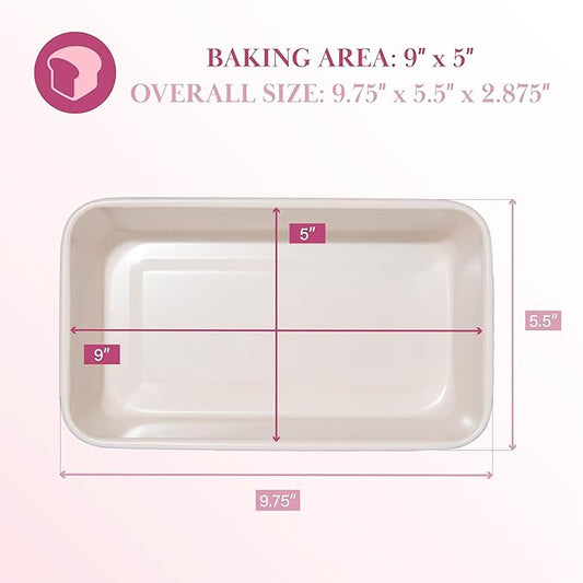 Paris Hilton Nonstick Carbon Steel Bakeware Collection, 9-Inch x 5-Inch Loaf Pan, Dishwasher Safe, Made without PFOA and PFAS, Pink Cream Two-Tone
