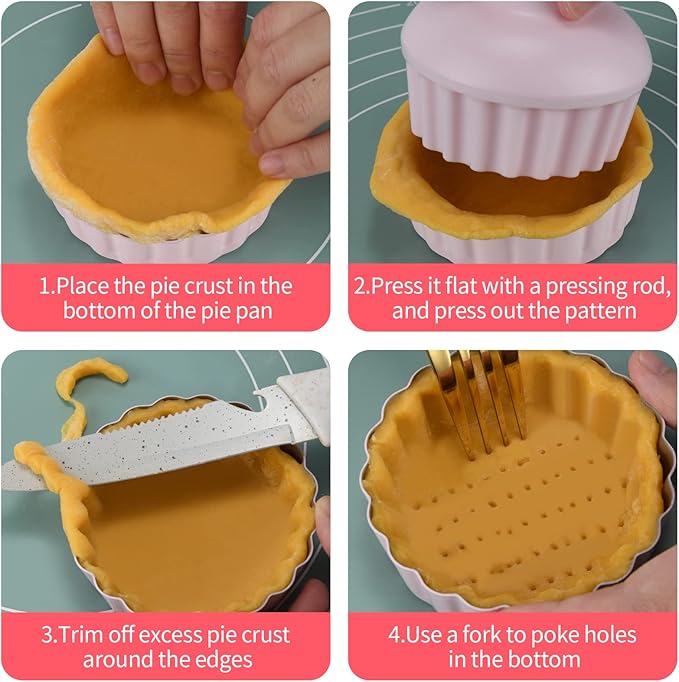 Mini Round Tart Pan with Removable Bottom, Nonstick Mini Pie Pans for Baking, Carbon Steel Quiche Pan Set for Cupcake Muffin Cakes and Desserts, Including 6 Tart Pan and 1 Tart Tamper (Multicolor)