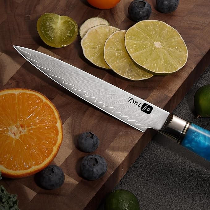Kitchen Utility Knife 5 Inch, Japanese VG10 Steel Damascus Paring knife, Small Kitchen chef Knife with Gift Box and Resin Wood Handle, Ideal Birthday Gift for Men and Women