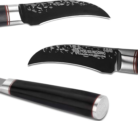 YOUSUNLONG Paring Knife 3.5 Inch Fruit Knife - Japanese AUS8 Steel Black Titanium Coating Blade - Natural Leadwood Handle