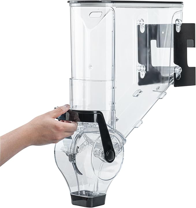 Restaurantware-Met Lux 3.4 Gallon Dry Food Dispenser, 1 Airtight Cereal Dispenser - Wall-Mounted, Single Control, 1 Black Plastic Grain Holder, For Snacks, Nuts, Or Coffee Beans