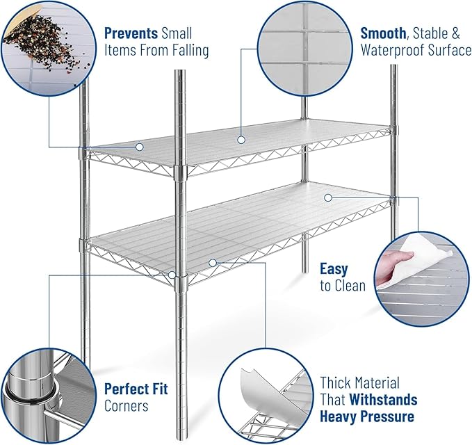 Shelf Liners for Wire Shelf System: Set of 5 in Clear: 12 x 22 inch: Plastic Wire Shelving Shelf Mats