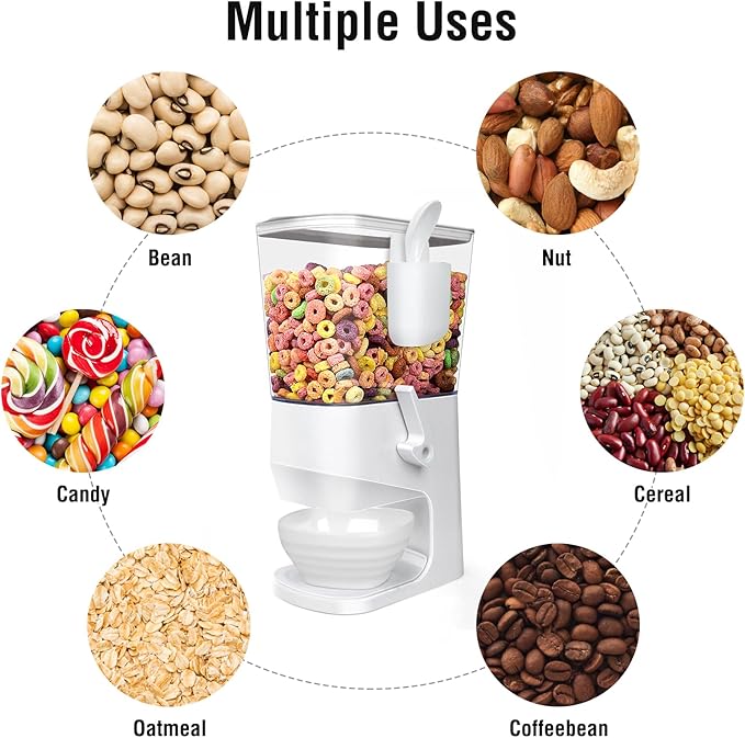 Cereal Dispenser Countertop With Bowls and Spoons Cereal Containers Storage for Pantry Snack Organizer Dry Food Storage Container with Lid for Kitchen Organization Oatmeal Nut Granola(2pcs White)