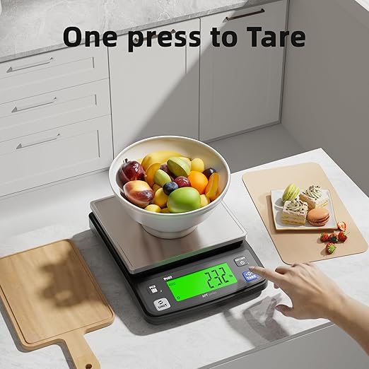 Polit Digital Kitchen Scale KPT 13lb/6kg|0.5g/0.02oz Precision Food Scale with LCD Display|Stainless Steel Top|Battery or Plug-in|Grams & Ounces Baking Scale for Cooking, Counting, and Measuring