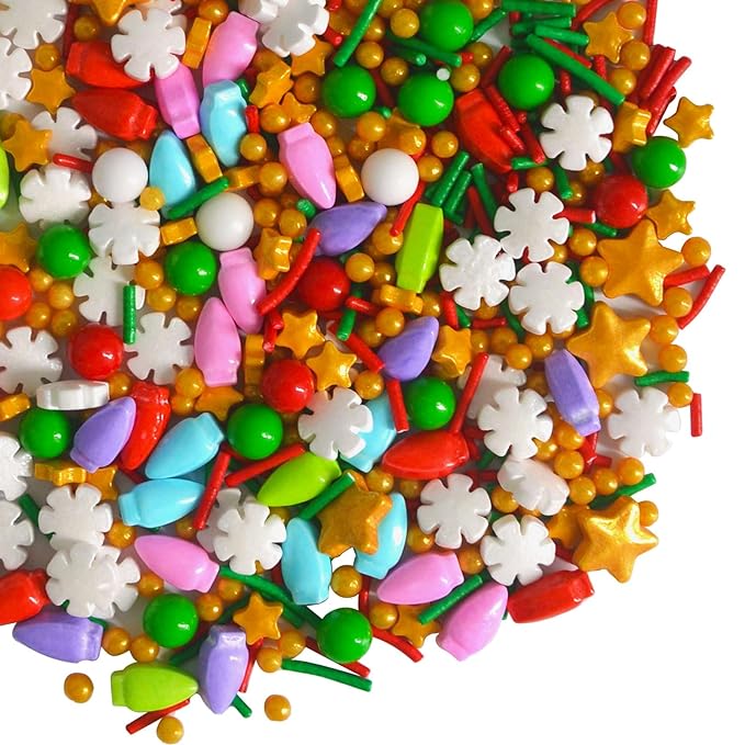 Christmas Sprinkles Edible Sugar Pearls Christmas Sprinkles for Cookie Decorating Holiday Baking Cupcake Cake Toppers Decoratings Supplies