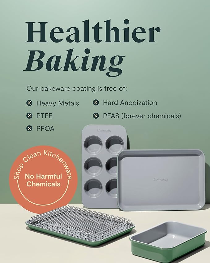 Caraway Nonstick 9” x 6.5” Small Rectangle Baking Pan – Non-Toxic, PTFE & PFOA Free – Aluminized Steel Core – Deep Ceramic Baking Pan for Casseroles, Lasagna & More - Slate