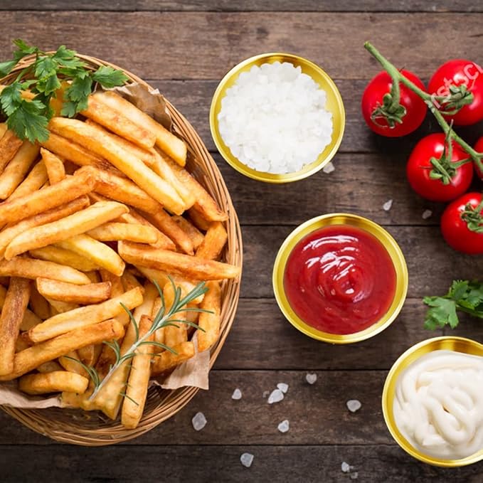 16 Pack 3.2inch Stainless Steel Sauce Dishes Mini Individual Saucers Bowl Round Seasoning Dishes Sushi Dipping Bowl Appetizer Plates, Golden