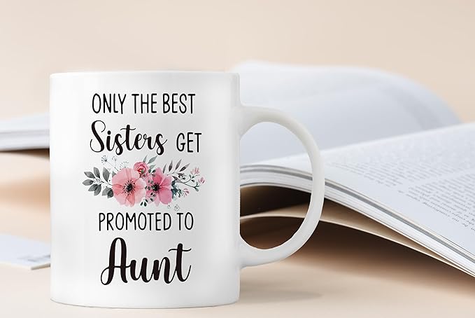 QASHWEY Aunt Mug, Aunt Coffee Mug, Pregnancy Announcement Mugs Tea Cups Gifts for AuntAuntie, Auntie Mothers Day CoffeeMug, Gifts for AuntAuntie, Promoted toAunt CoffeeCups Ceramic 11oz