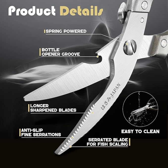 Huusk Kitchen Scissors Set, Poultry Shears Heavy Duty with Spring Loaded, Kitchen Meat Scissors All Purpose for Food, Chicken, Fish